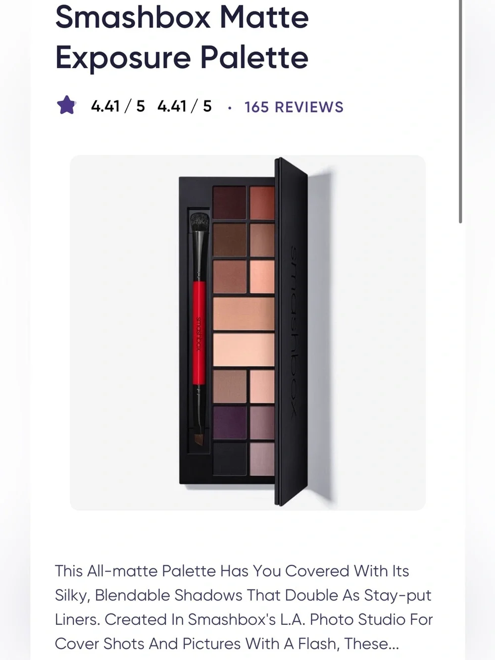 Smashbox Matte Exposure Eyeshadow Palette with Natural Brush Limited Edition